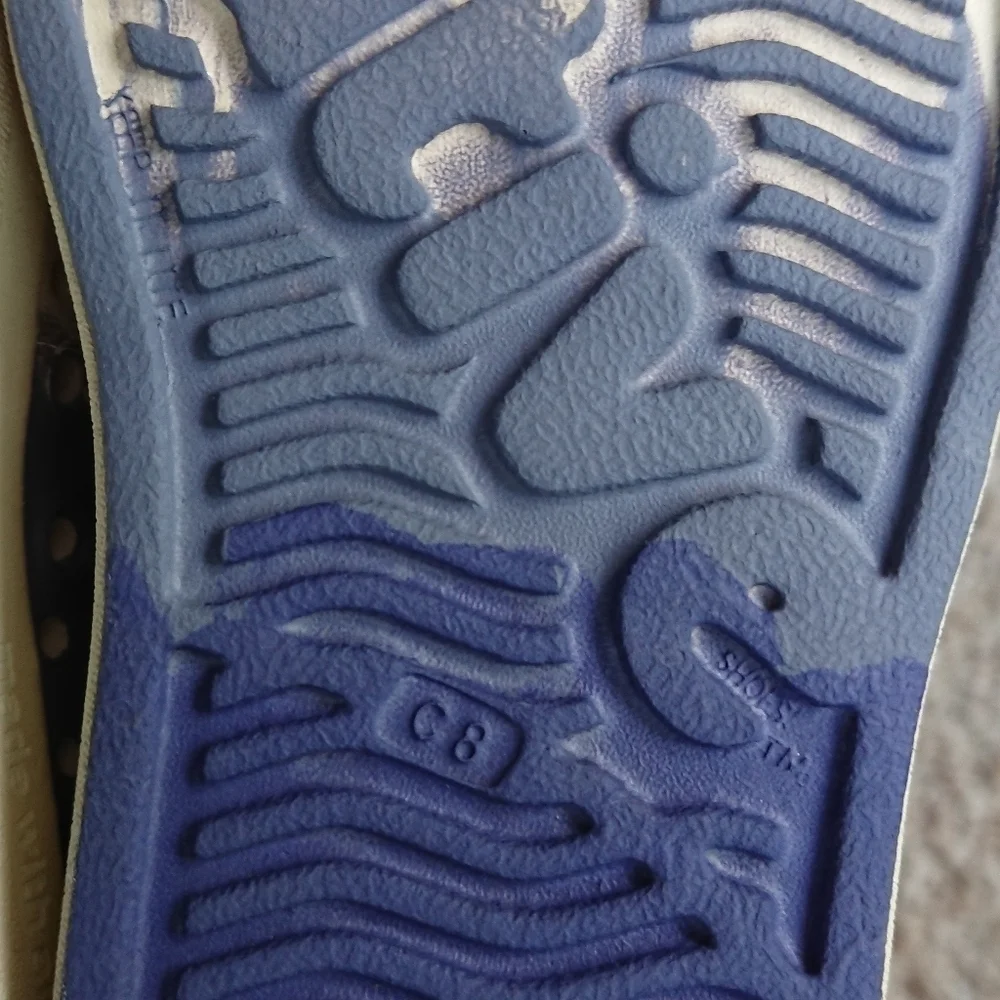 Native Kids Shoes Jefferson Bloom Marbled Child Cream and Blue size 8
